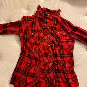 Red Plaid Button Up Flannel